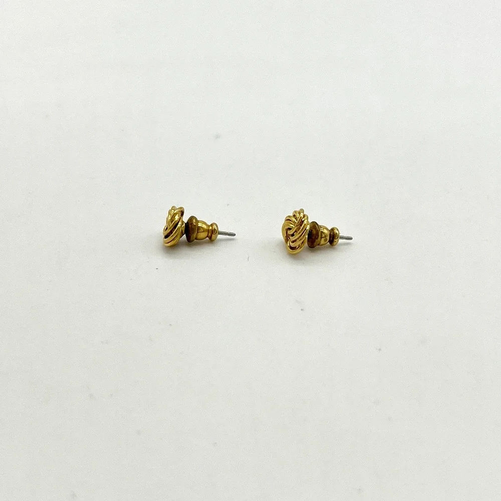 Gold Tone Knot Stud Earrings Woven Design Small‎ Minimalist